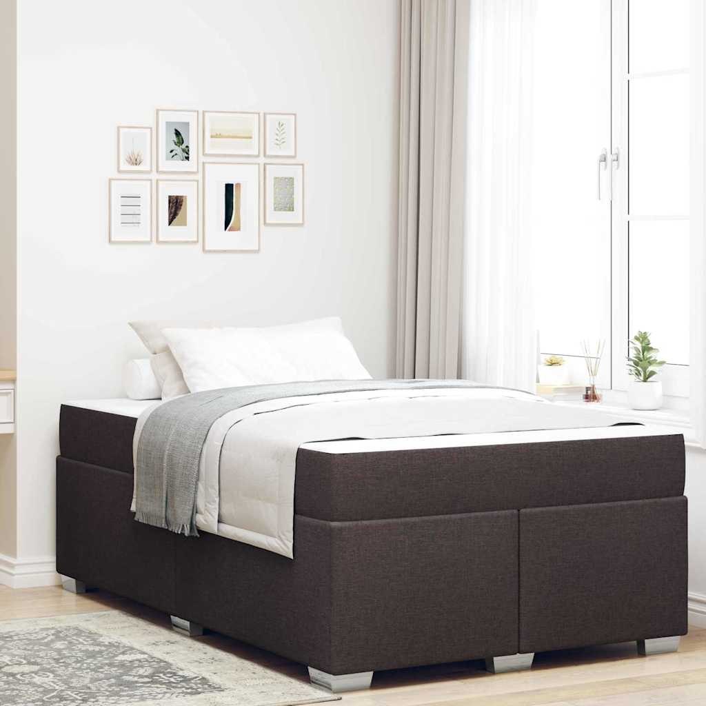 VidaXL Ramka łóżka z materacem Ciemny brąz 120 x 200 cm tkanina
