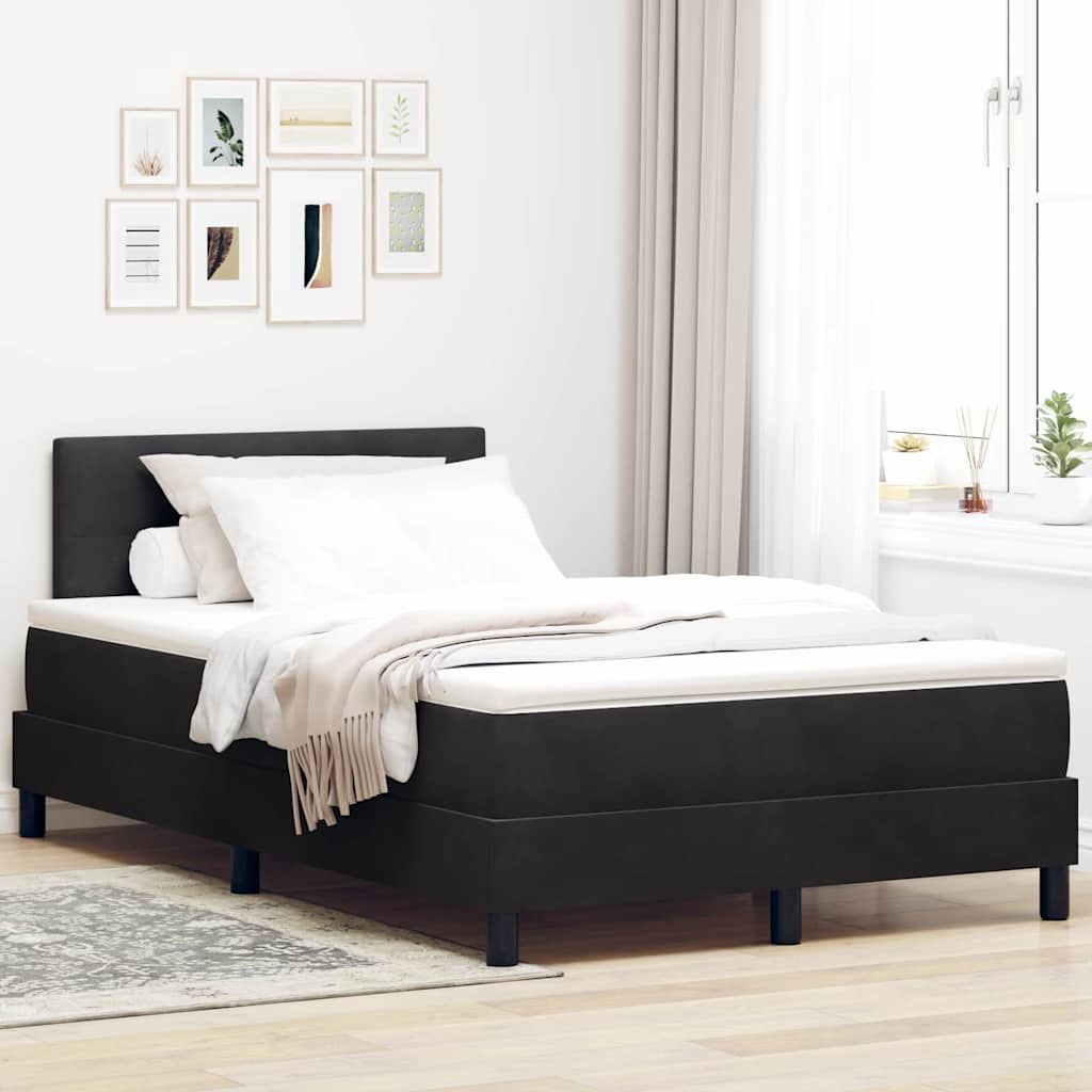 VidaXL Łóżko z sprężyną LED z materacem Czarny 120 x 200 cm Aksamit