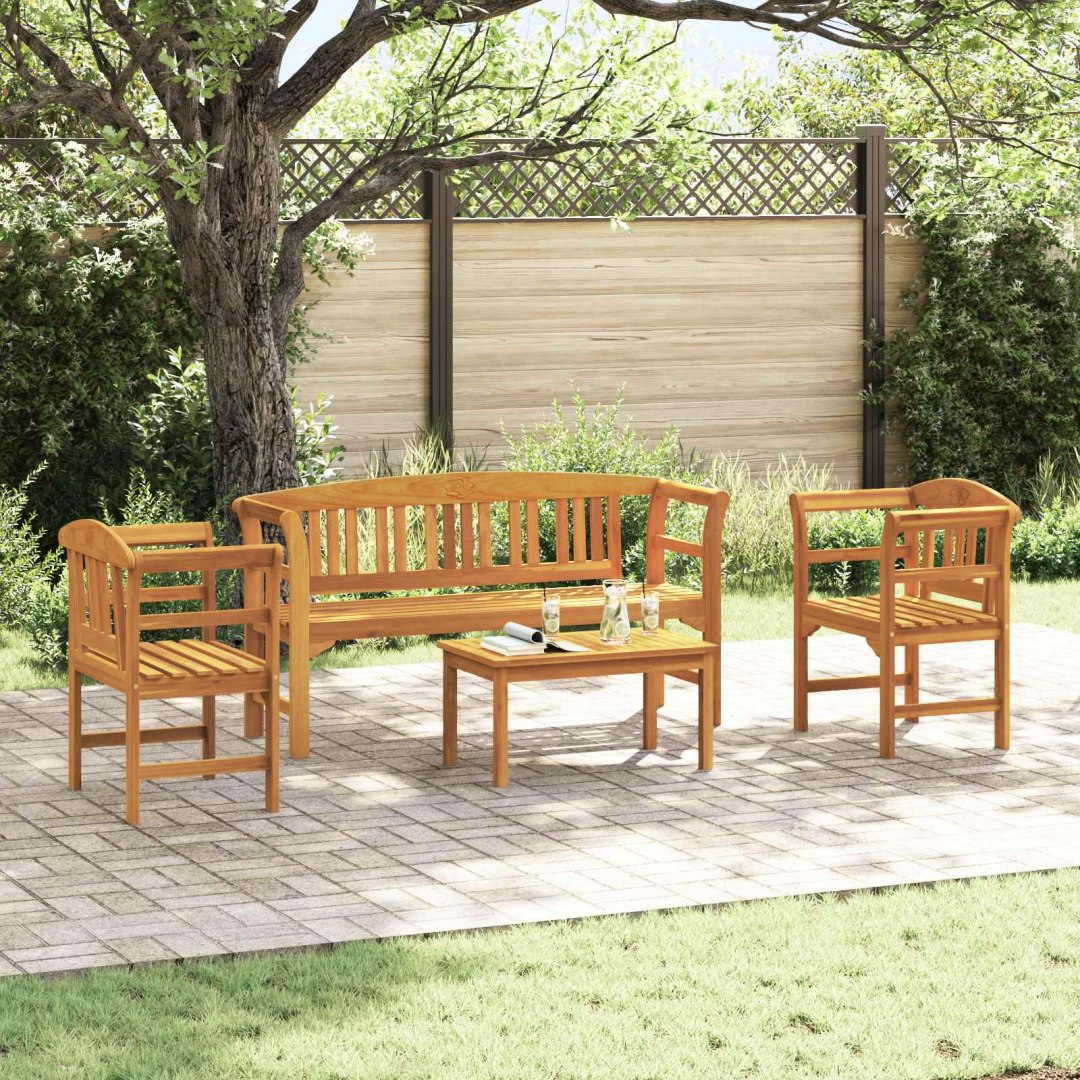 VidaXL Zestaw lounge Róża ogrodowa 4 pcs Naturalny Lite Drewno Akacji