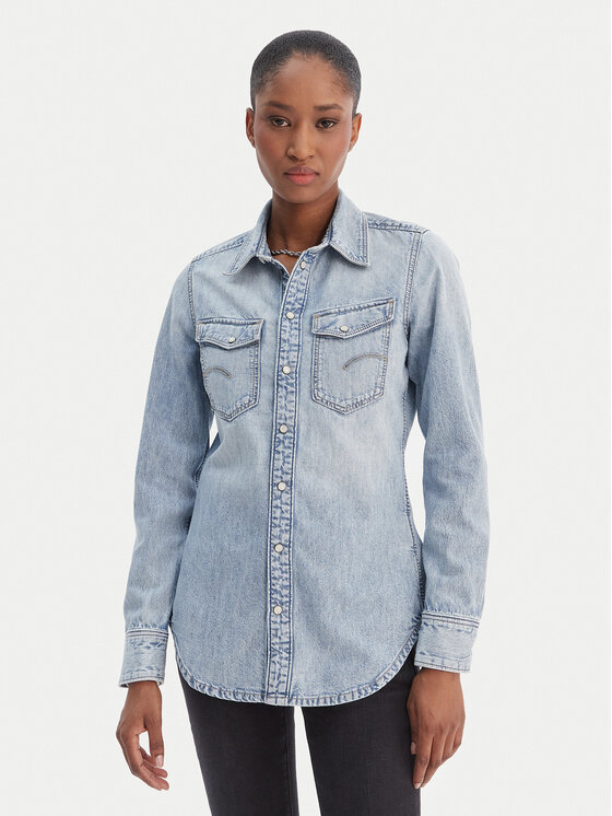 G-Star Raw Koszula jeansowa D27714-D539 Niebieski Slim Fit