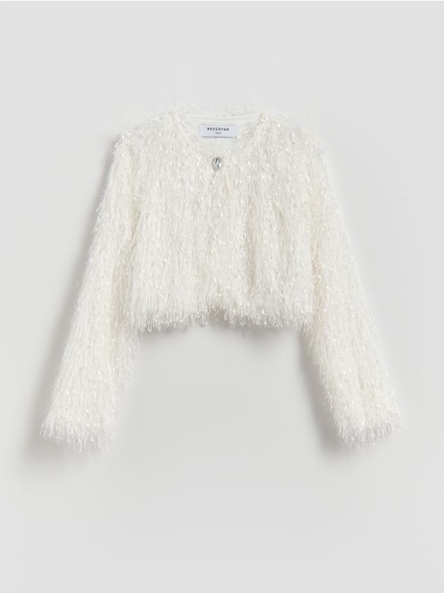 Reserved - Bolerko z imitacji futra - złamana biel