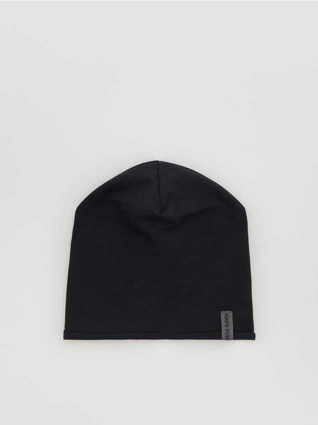 Reserved - Bawełniana czapka z naszywką - ciemnoszary