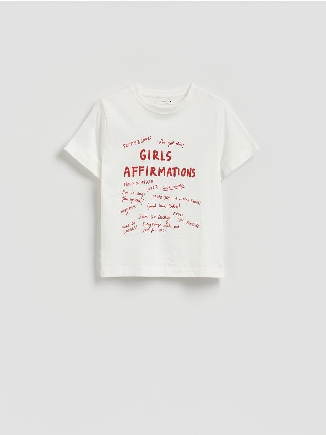 Reserved - T-shirt z nadrukiem - biały