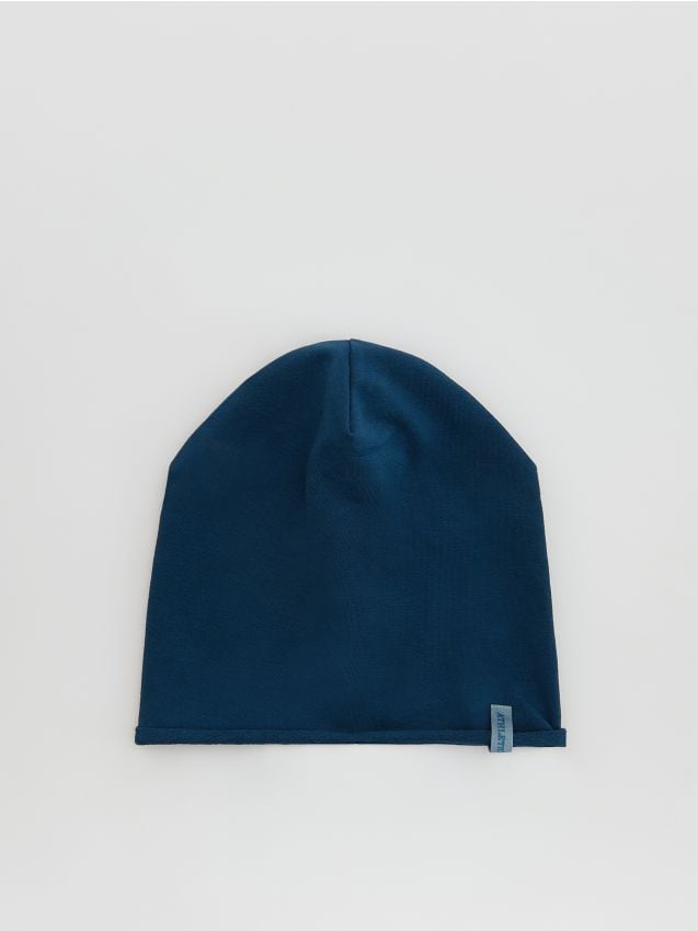 Reserved - Bawełniana czapka z naszywką - niebieski