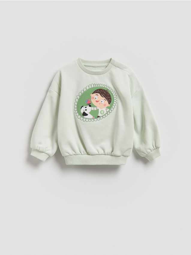 Reserved - Bluza z nadrukiem Pucio - jasnozielony