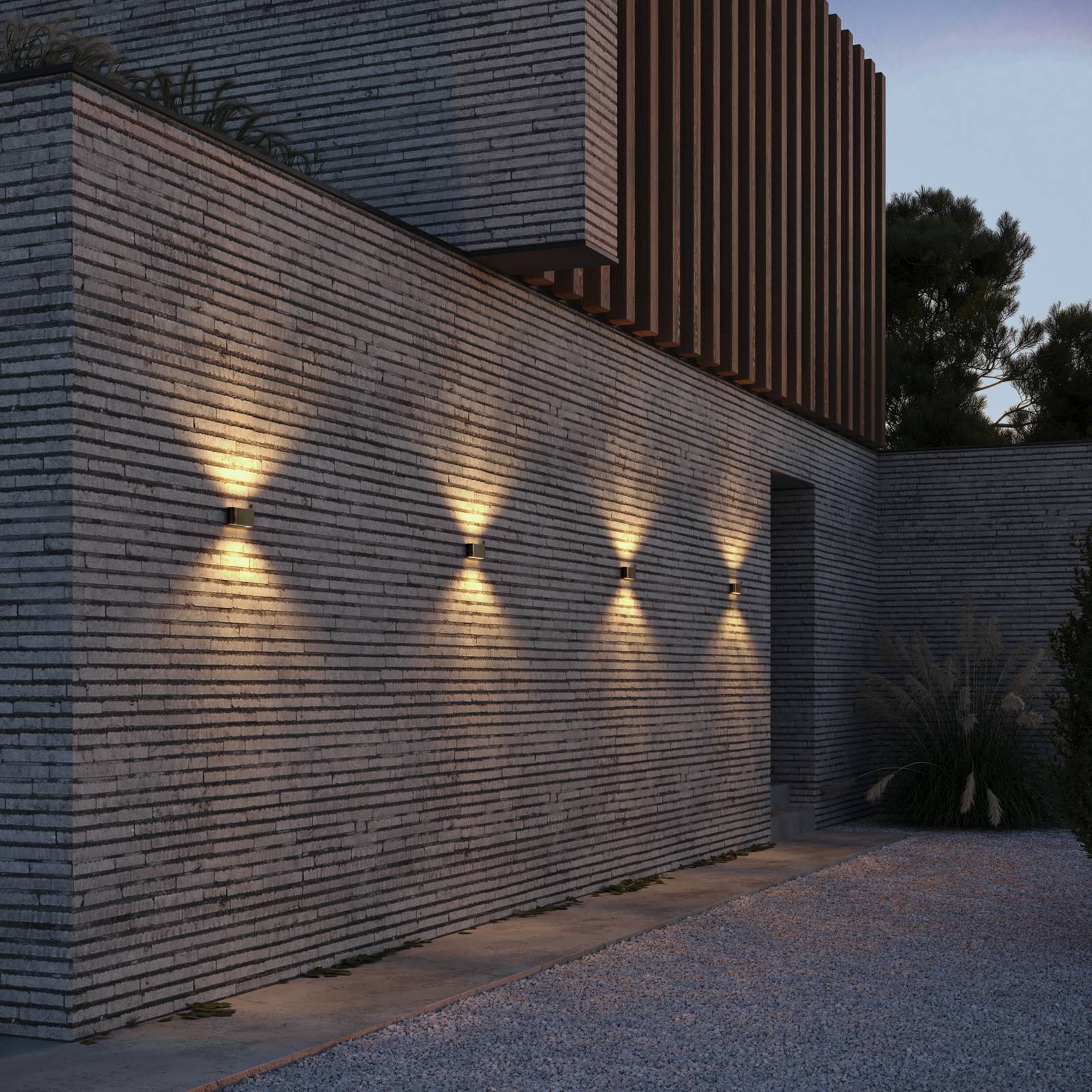 Wever & Ducré Lighting Kinkiet zewnętrzny Kiosk 1.0, możliwość ściemniania, brązowy / mosiężny, aluminium