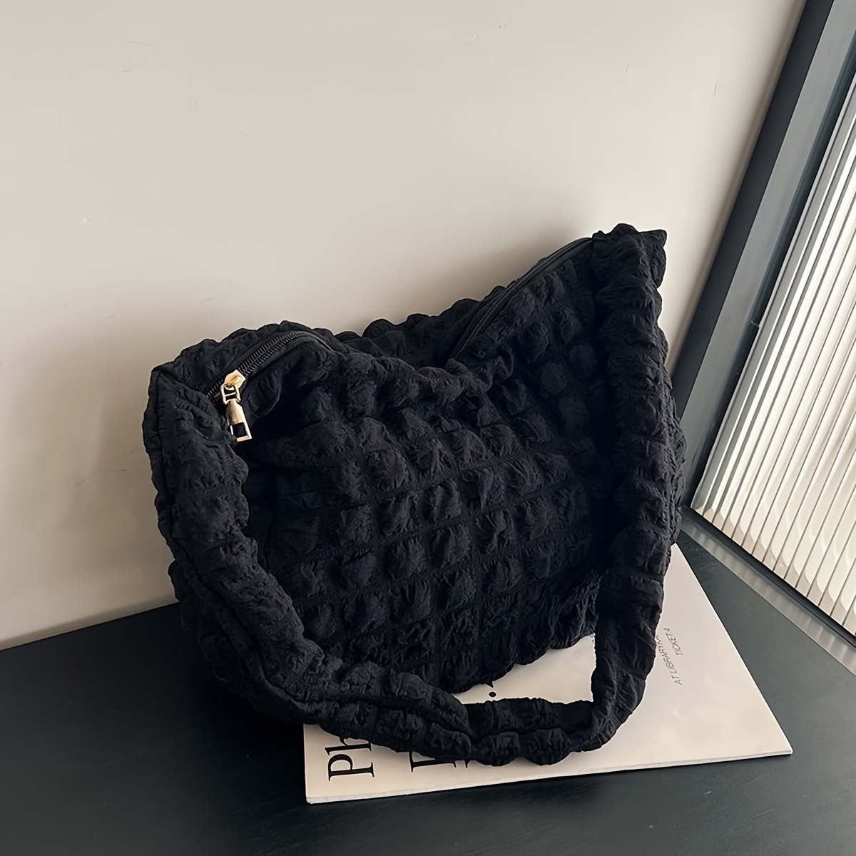 TEMU 1 Plisowana Torba na Ramię - Damska Casual Torba na Rękę i na Ramię z Poliestrową Podszewką i Zamkiem - Wszechstronna Torebka na Co Dzień i w