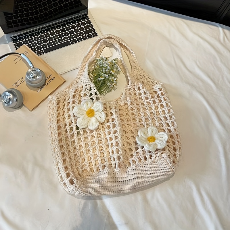 TEMU Bohemska Torba Tote z Wyciętym Wzorem - Lekka Torba na Ramię do Codziennych Okazji i Podróży Plażowych, Inspirowana Koreą-Japanią,