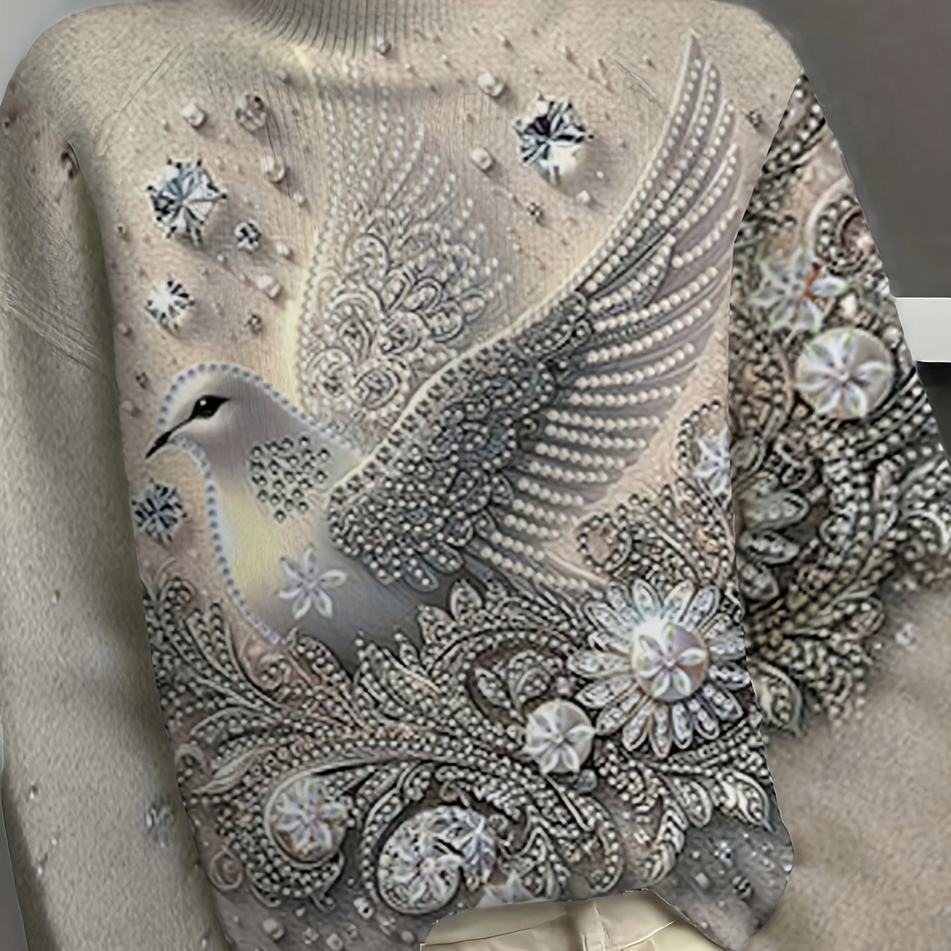 TEMU Damski sweter z nadrukiem - elegancki sweter z wysokim dekoltem, wygodny element warstwowego stroju na jesień i zimę, odzież codzienna, stylowy