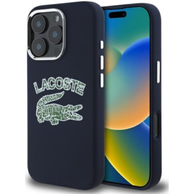 Etui LACOSTE Silicone Cracked Logo MagSafe do Apple iPhone 16 Pro Granatowy