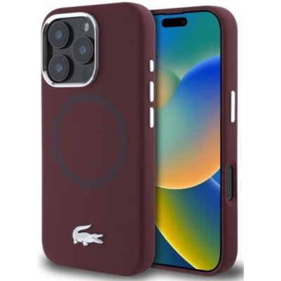 Etui LACOSTE Silicone Croco Logo MagSafe do Apple iPhone 16 Pro Max Bordowy