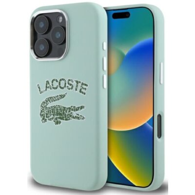 Etui LACOSTE Silicone Cracked Logo MagSafe do Apple iPhone 16 Pro Max Miętowy