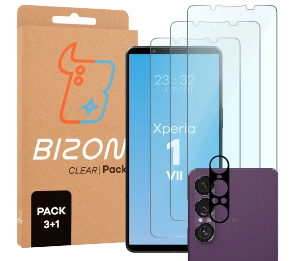 Bizon 3x Szkło hartowane + szybka na aparat Sony Xperia 1 VII