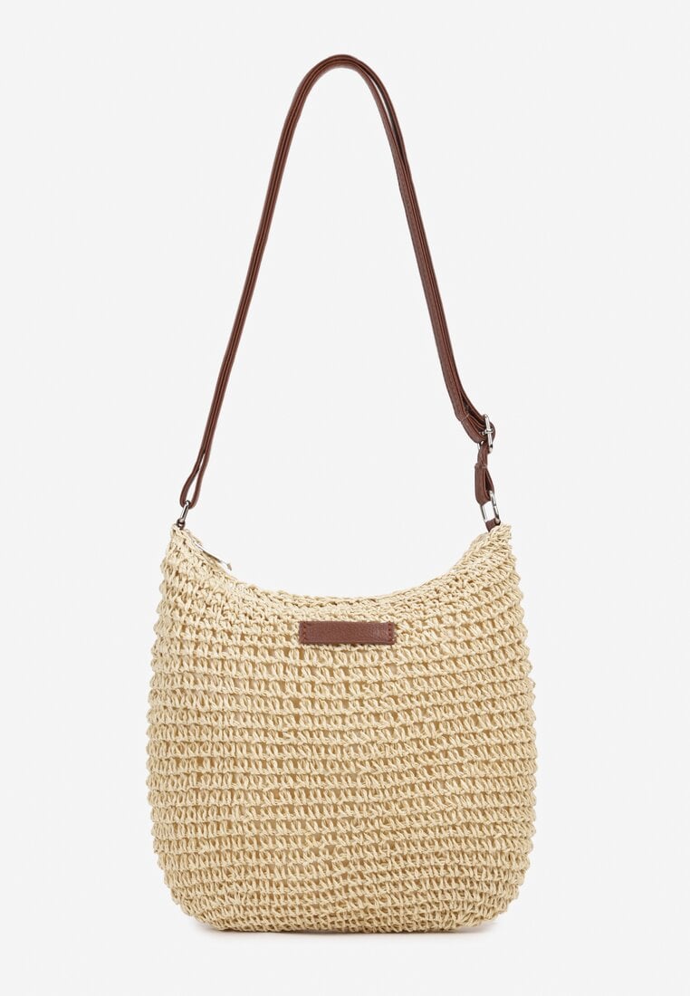 Beżowa Torebka Boho z Plecionki z Regulowanym Paskiem Magnolla