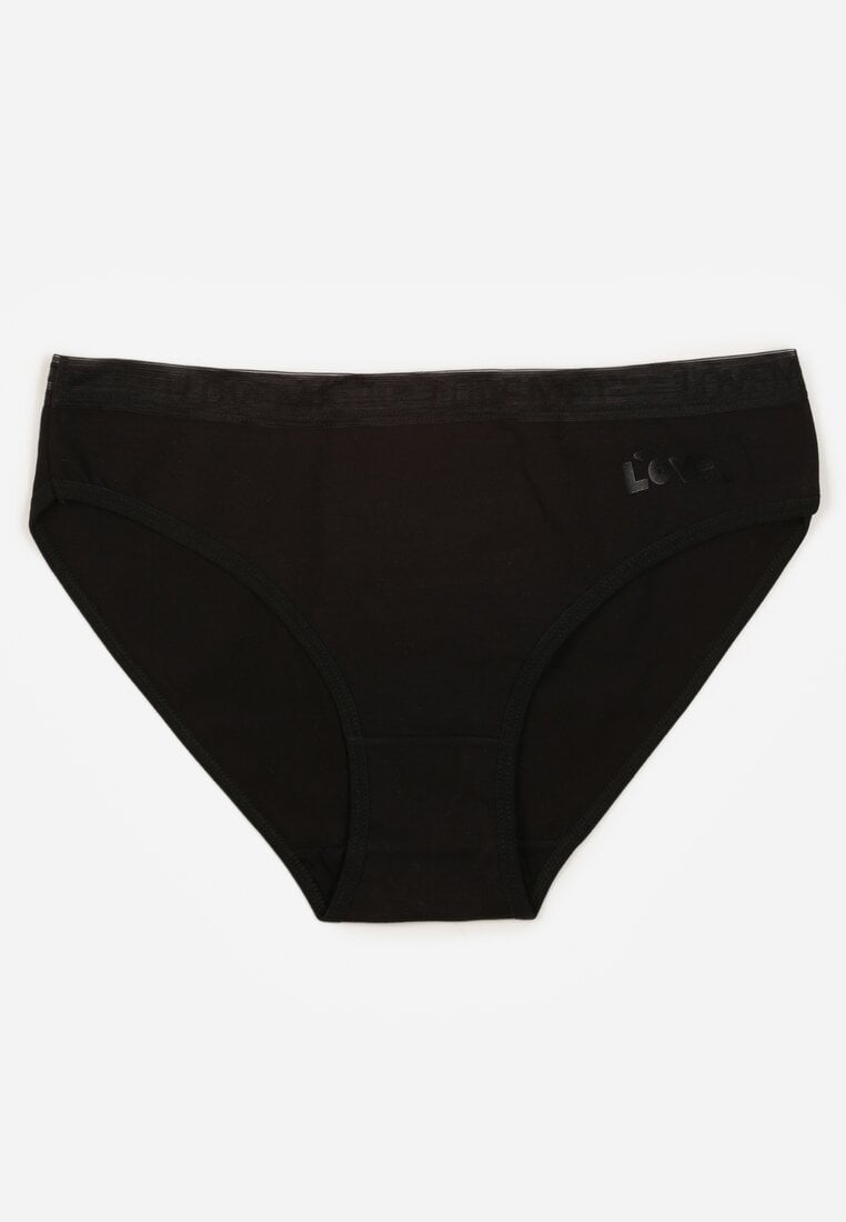 Czarne Majtki Figi z Bawełny z Napisem Love Adririn