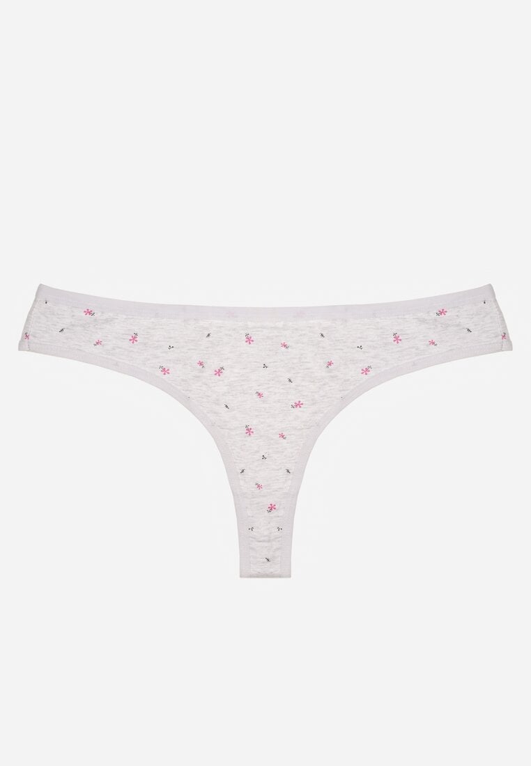 Jasnoszare Majtki Strongi z Drobnym Nadrukiem z Bawełną Clymeine