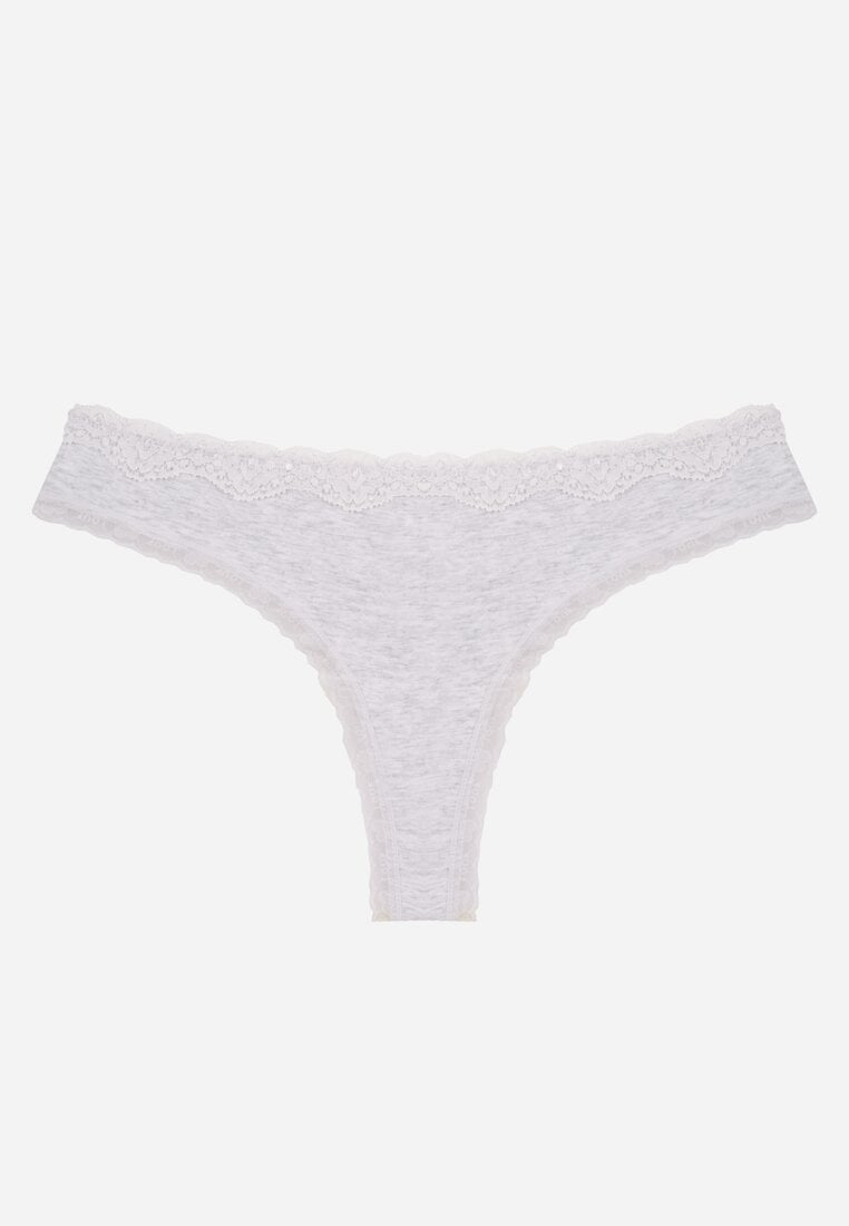 Szare Majtki Stringi z Bawełną z Koronką Aethimilia
