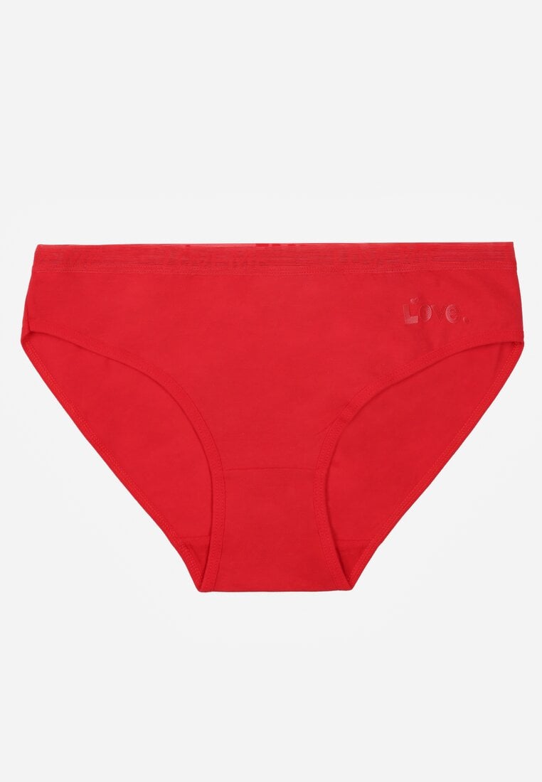 Czerwone Majtki Figi z Bawełny z Napisem Love Adririn