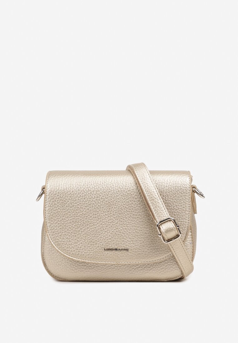 Złota Torebka Mała Listonoszka z Klapą na Pasku Divalea