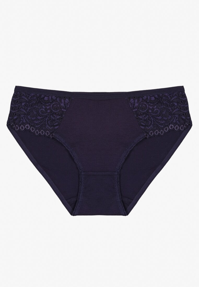 Granatowe Bawełniane Majtki Figi o Klasycznym Fasonie Venalice