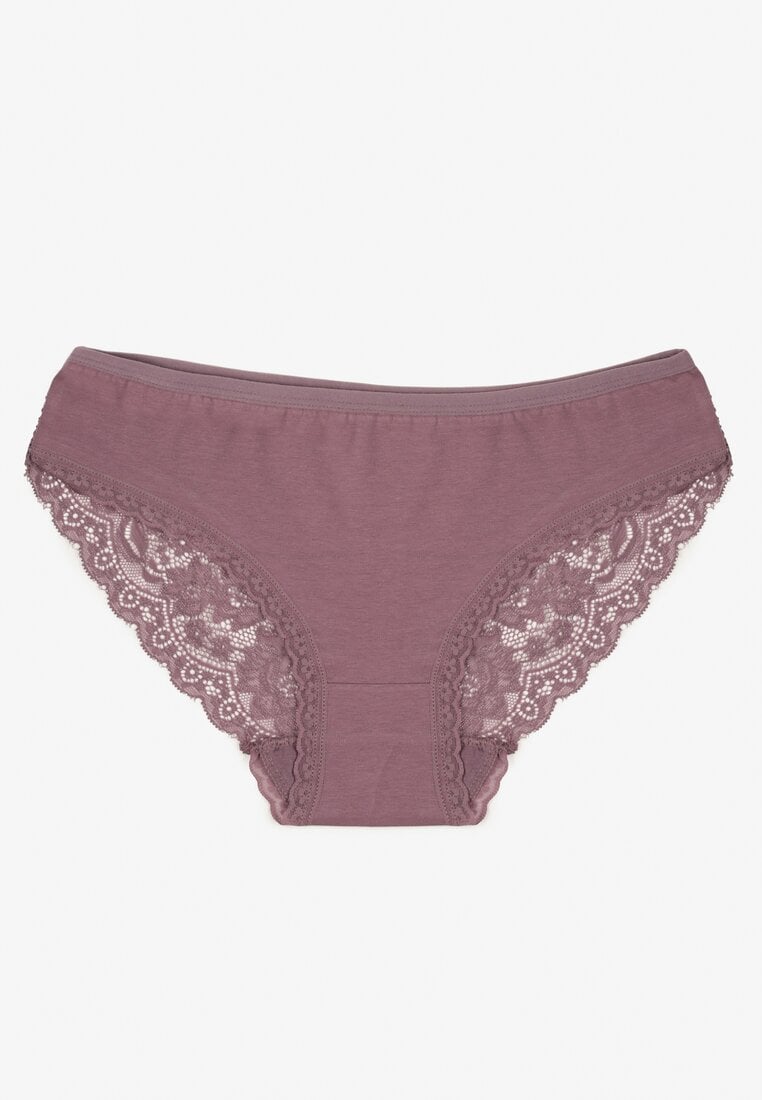 Fioletowe Majtki Figi z Koronkowymi Wstawkami Amiora