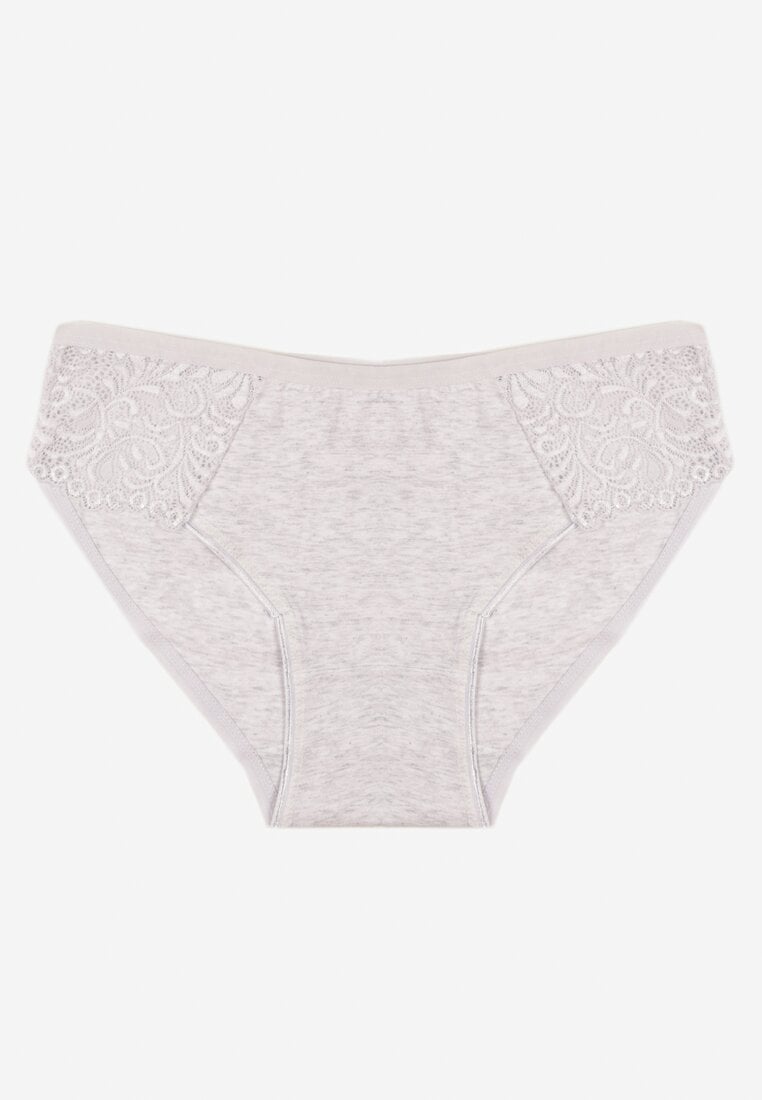 Jasnoszare Bawełniane Majtki Figi o Klasycznym Fasonie Venalice