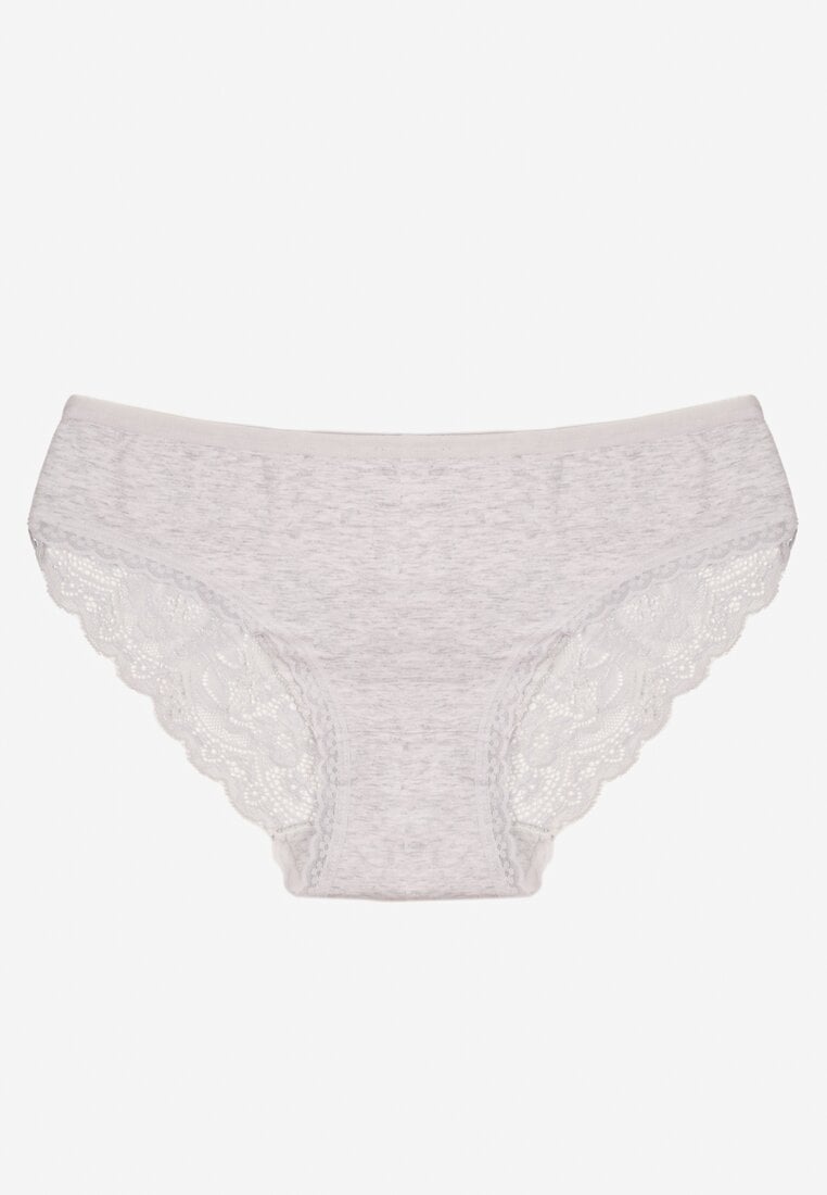 Jasnoszare Majtki Figi z Koronkowymi Wstawkami Amiora