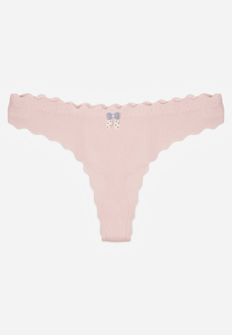 Jasnoróżowe Prążkowane Majtki Stringi z Bawełny Ilweda