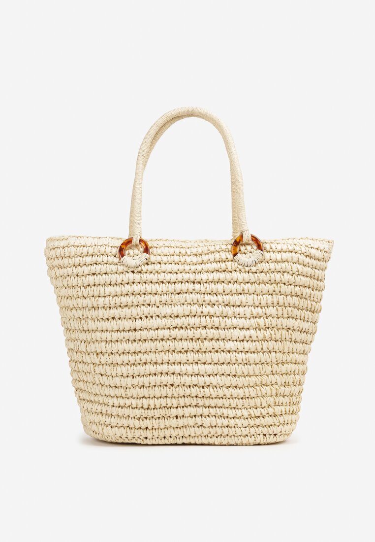 Jasnobeżowa Torebka Letnia Boho z Ozdobnej Plecionki Junixie