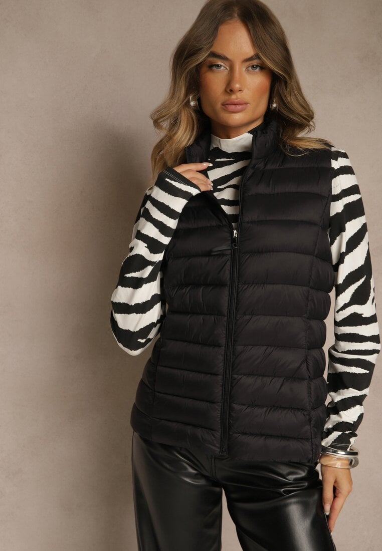 Czarna Kamizelka Ozdobiona Pikowaniem Soellame