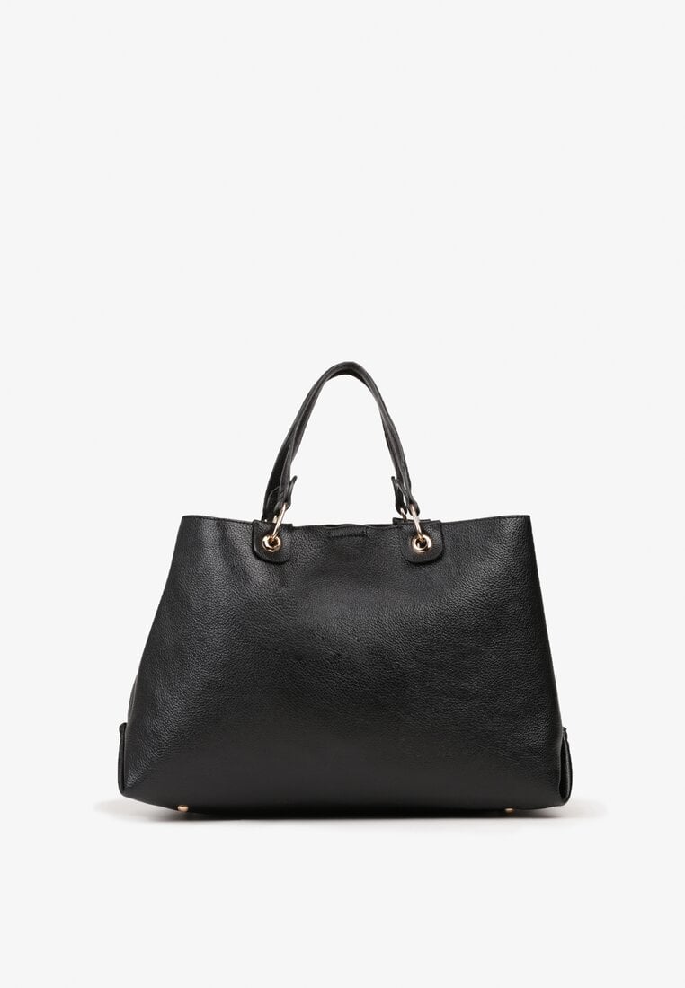 Czarna Duża Torebka Shopperka z Metalicznymi Ozdobami Anurriva