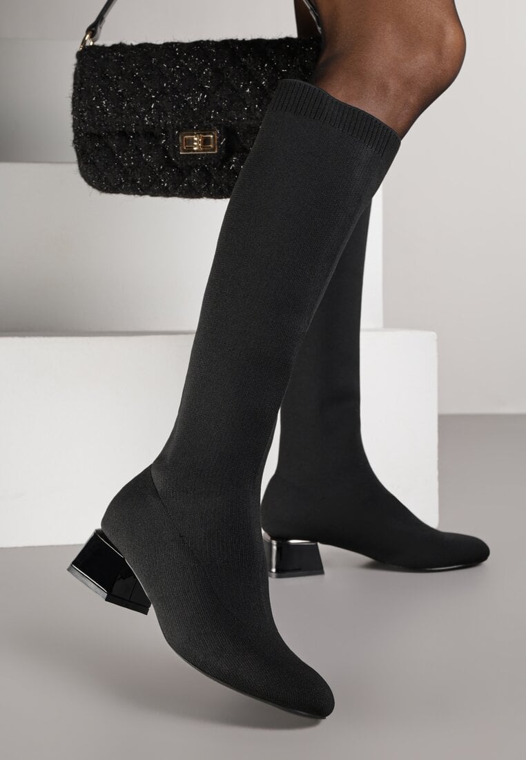 Czarne Kozaki Vices na Stożku z Elastyczną Cholewką Garsse