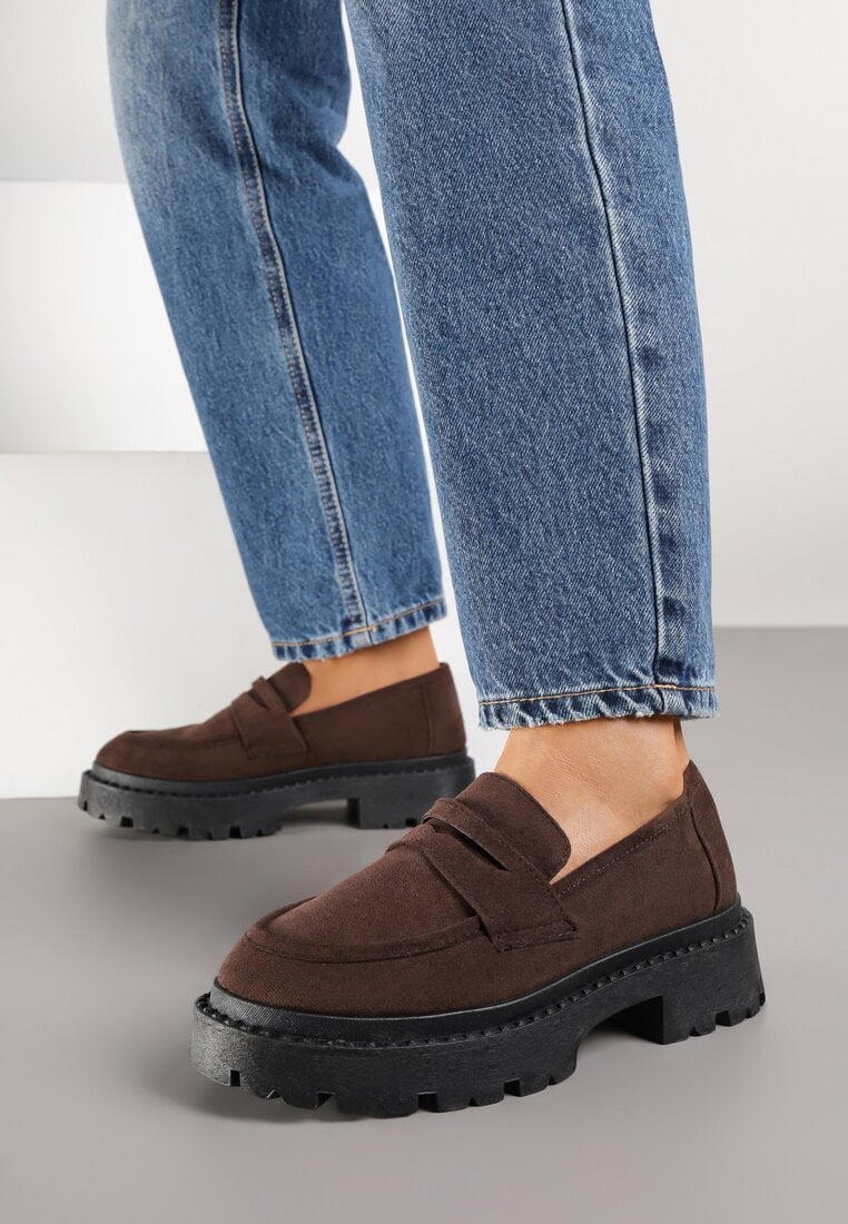 Brązowe Wsuwane Mokasyny Vices na Platformie Dionela