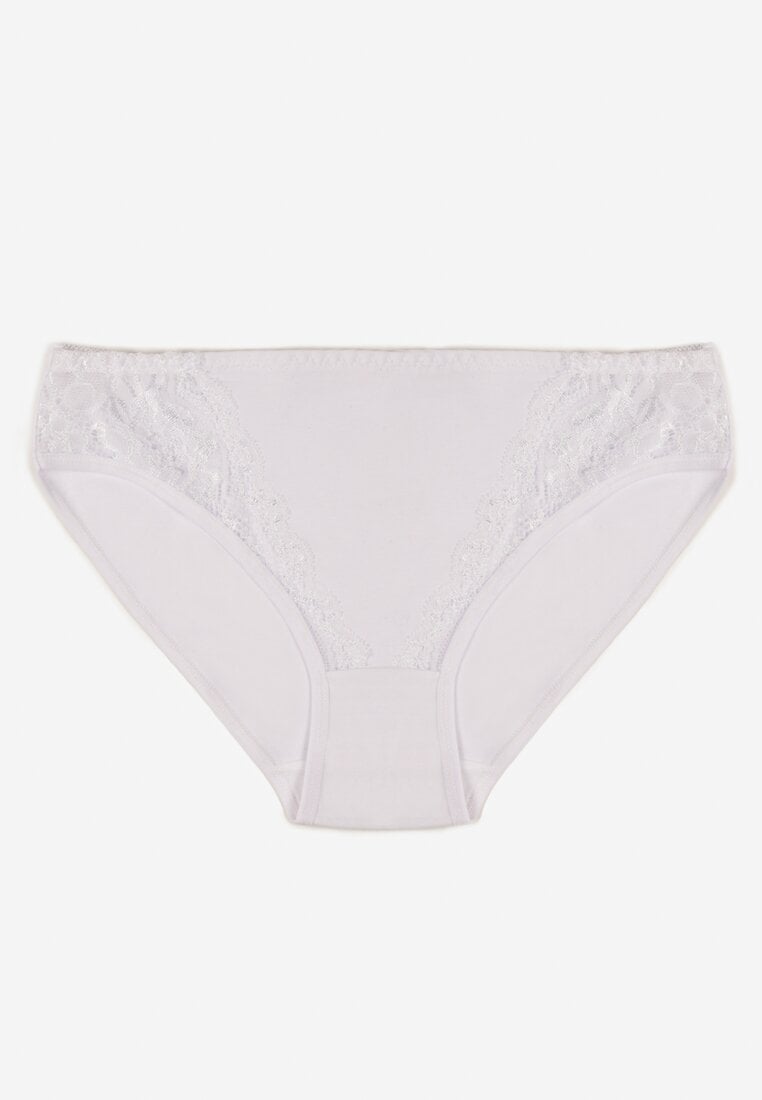 Białe Majtki Figi z Bawełny z Ozdobną Koronką Ersenlia