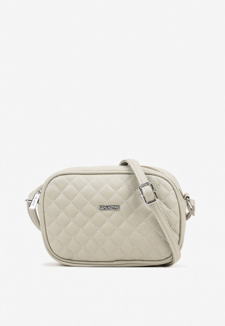 Szara Pikowana Torebka Listonoszka Ozdobiona Napisem Silanire