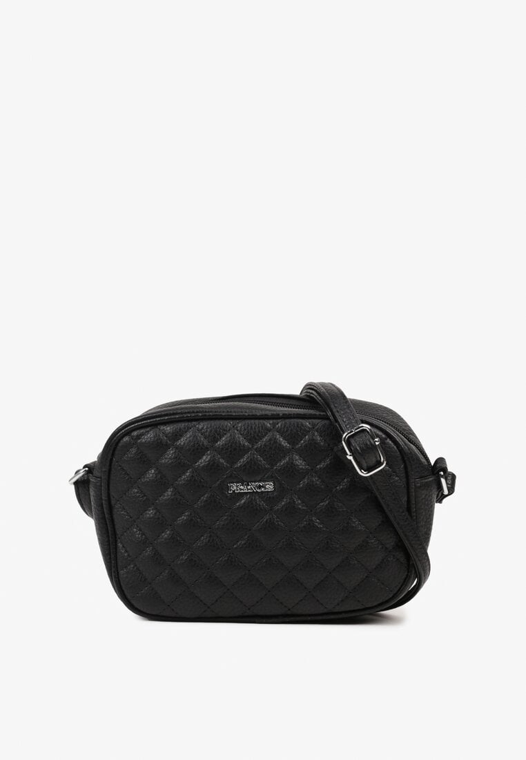 Czarna Pikowana Torebka Listonoszka Ozdobiona Napisem Silanire