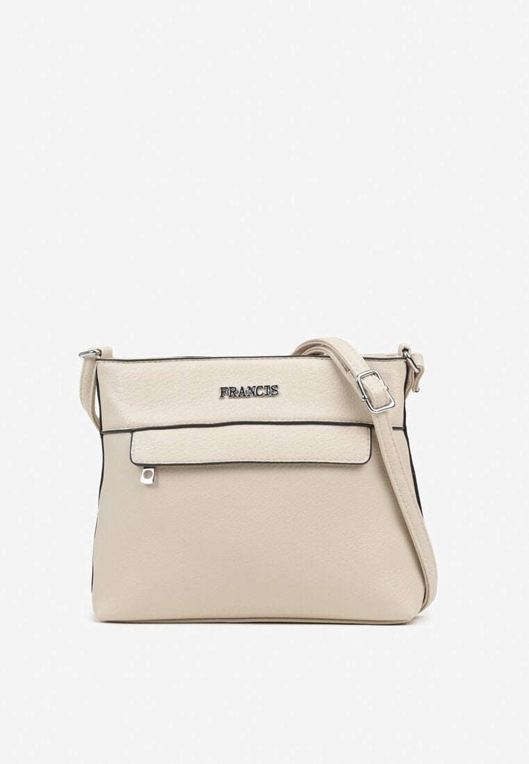 Beżowa Torebka Listonoszka Ozdobiona Kieszonką Silitra