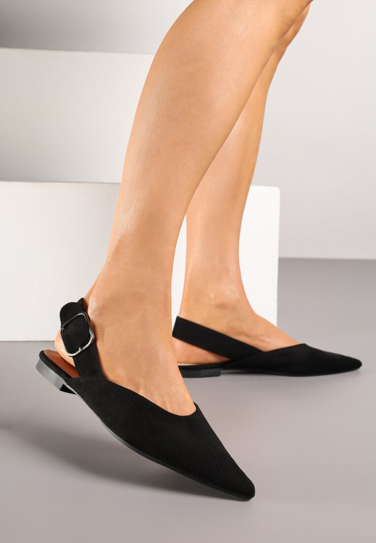 Czarne Sandały Vices Typu Slingback z Wkładką ze Skóry Naturalnej Rallora