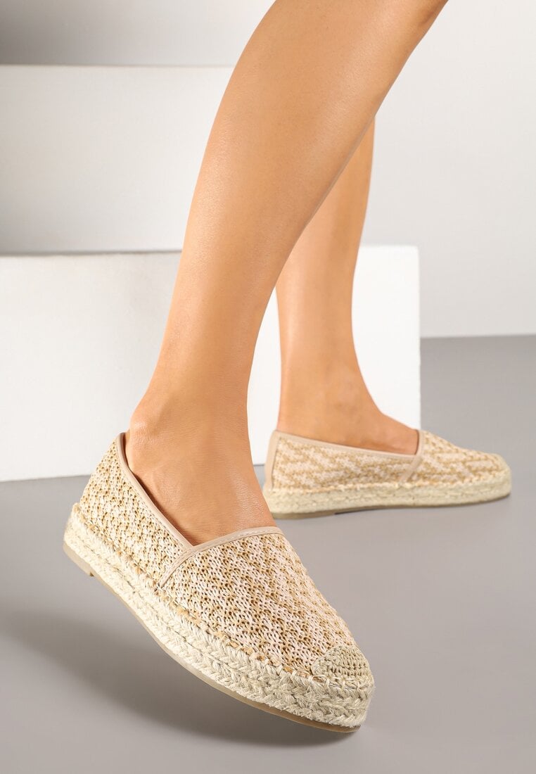 Beżowe Espadryle z Plecionym Sznurkiem Nimiorra