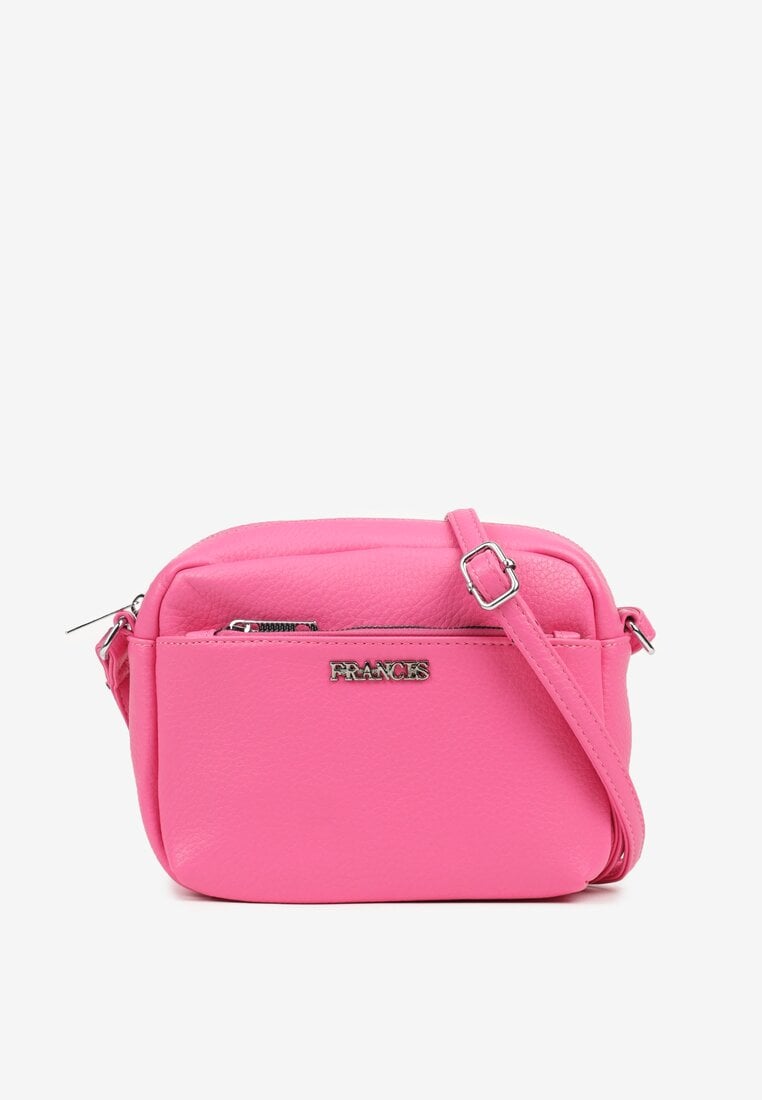Różowa Torebka Typu Listonoszka z Suwakiem i Metalicznym Zdobieniem Silenaia