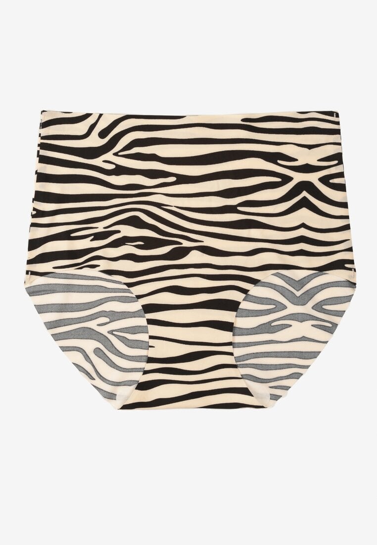 Beżowo-Czarne Bezszwowe Majtki Figi High Waist Dolevia