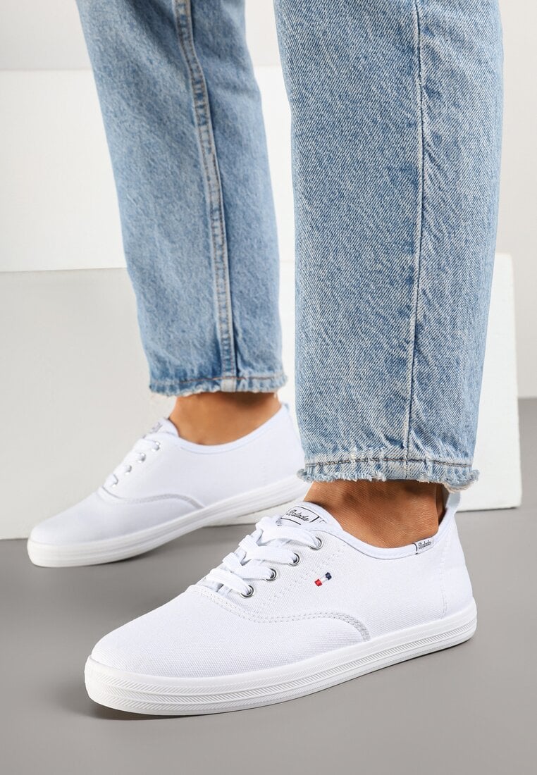 Biało-Różowe Klasyczne Tenisówki Vices ze Sznurowaną Cholewką Telisara