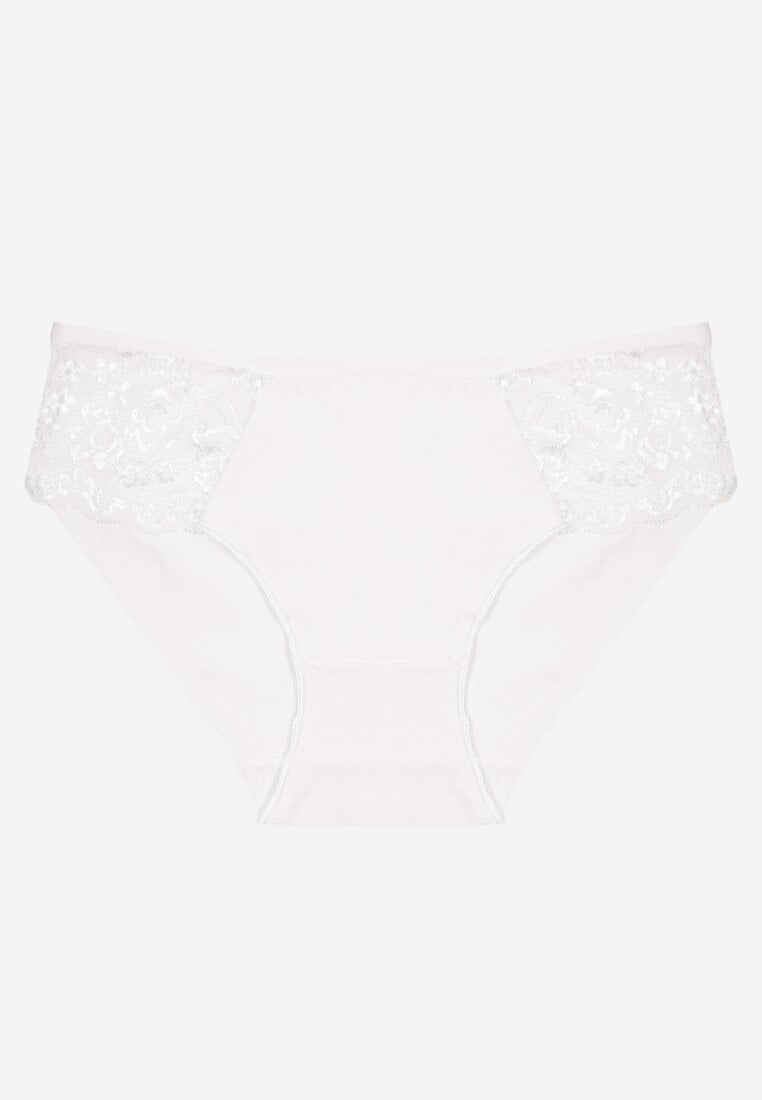 Białe Majtki z Bawełny Figi Ozdobione Koronką Talirinae