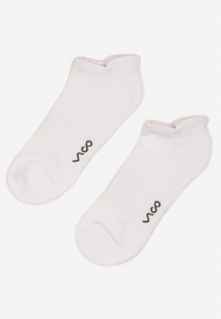 Białe Skarpety z Bawełny Typu Stopki z Napisem Marianis