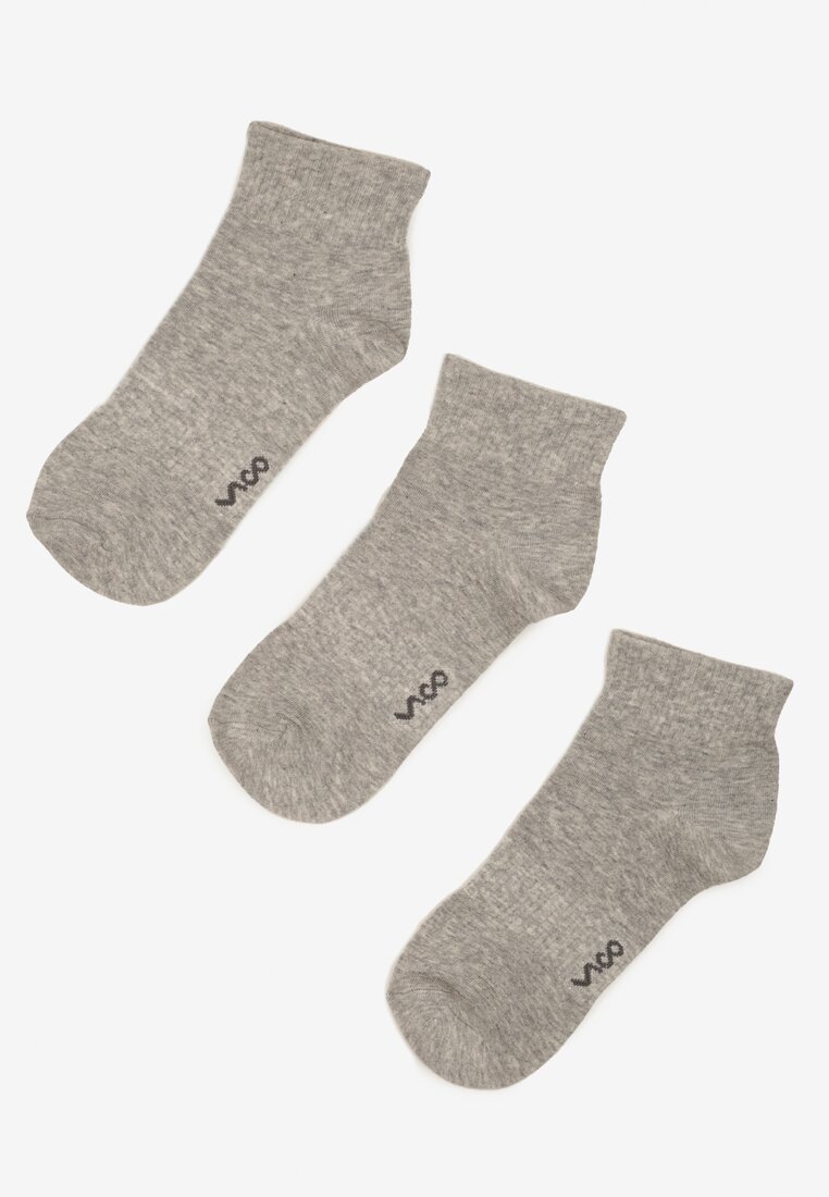 Jasnoszare Skarpety z Bawełny za Kostkę z Napisem Folerina