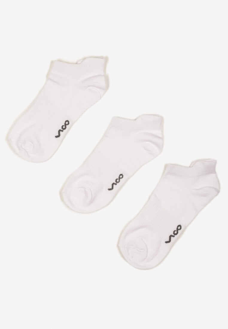 3-pack Białe Bawełniane Skarpety Stopki z Napisem Marosela