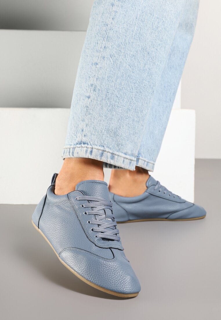 Niebieskie Tenisówki bez Zdobień z Ekoskóry Verillis