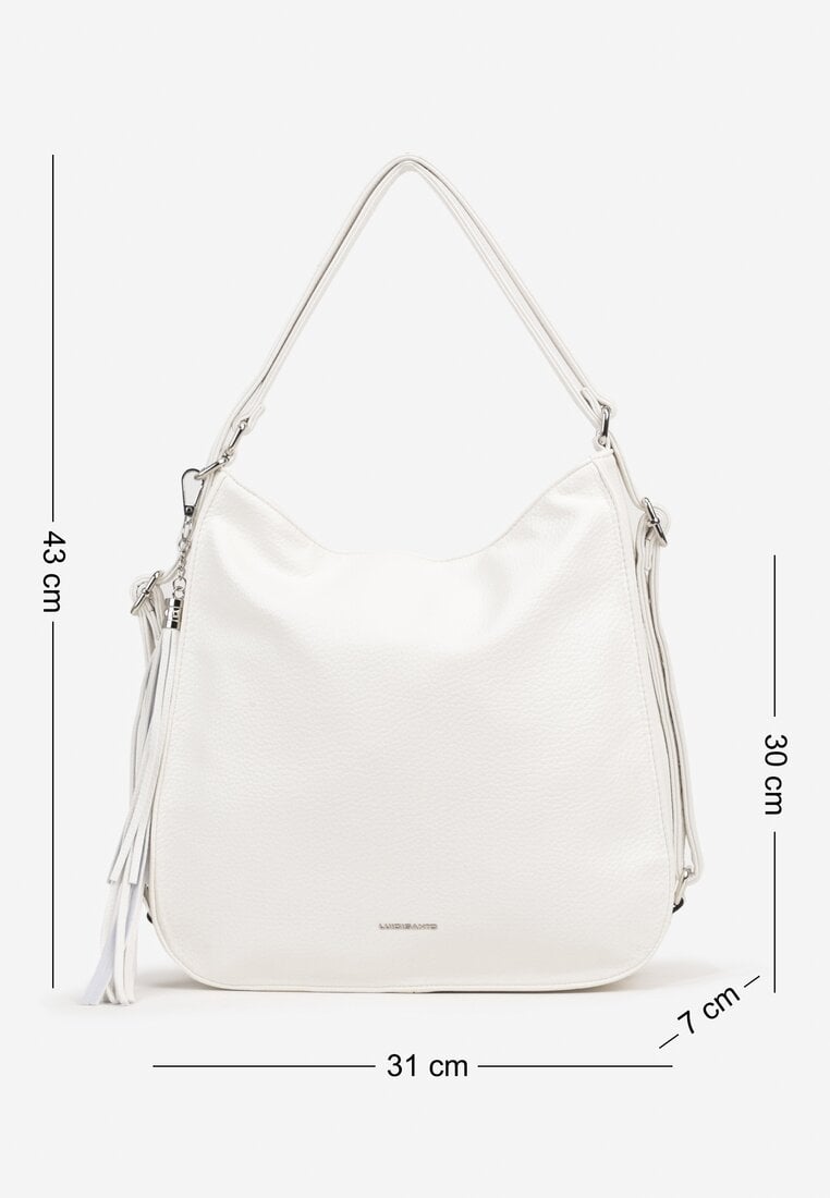 Biała Torebka na Ramię z Frędzlami i Suwakami Rivkio
