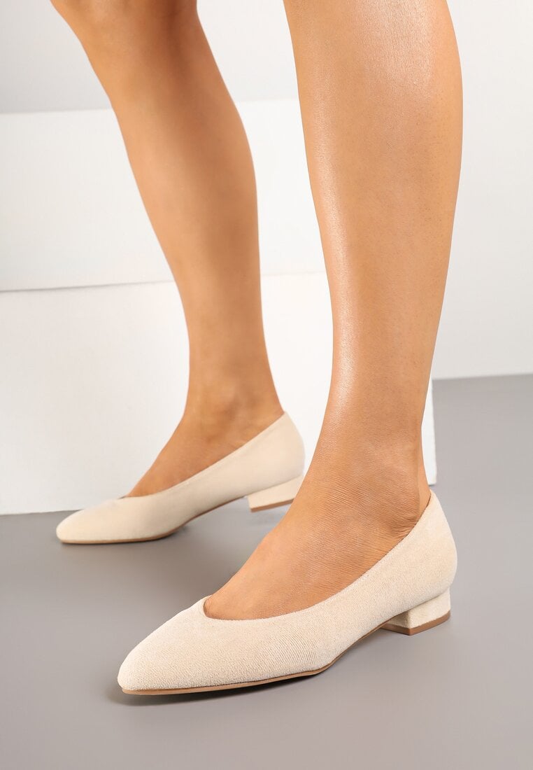 Beżowe Klasyczne Czółenka na Płaskiej Podeszwie Dolistana