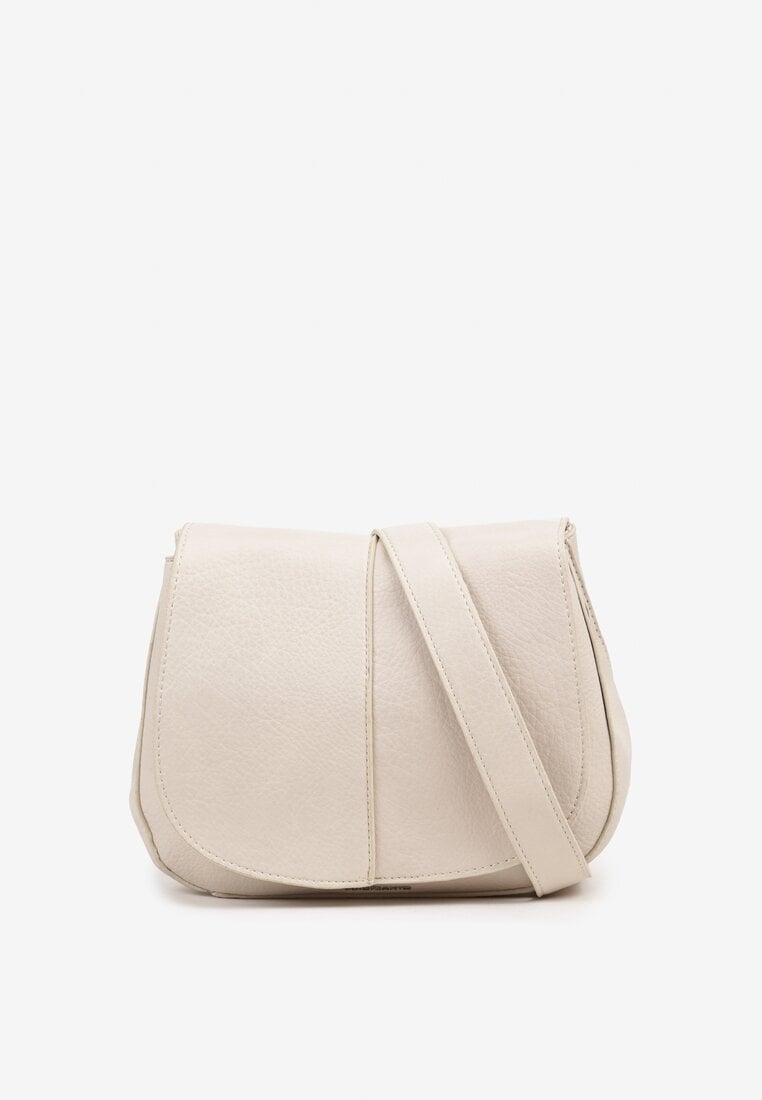 Beżowa Torebka Typu Listonoszka Ozdobiona Klapą Galitina